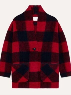 Aritzia Red & Black Buffalo Plaid  Coat
